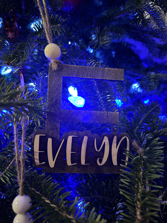 Wooden Initial and Name Ornament